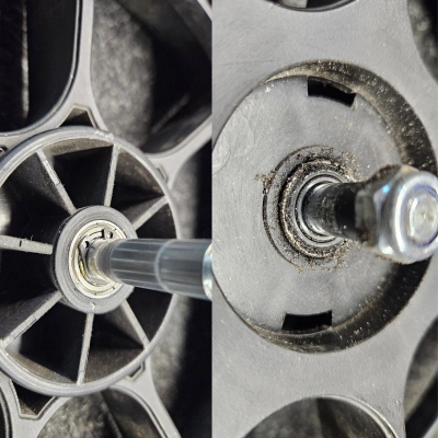 Naprawa kółek tylnych w wózku MUUVO QUICK 4.0 - wymiana łożysk w 2 kółkach - wysyłkowa